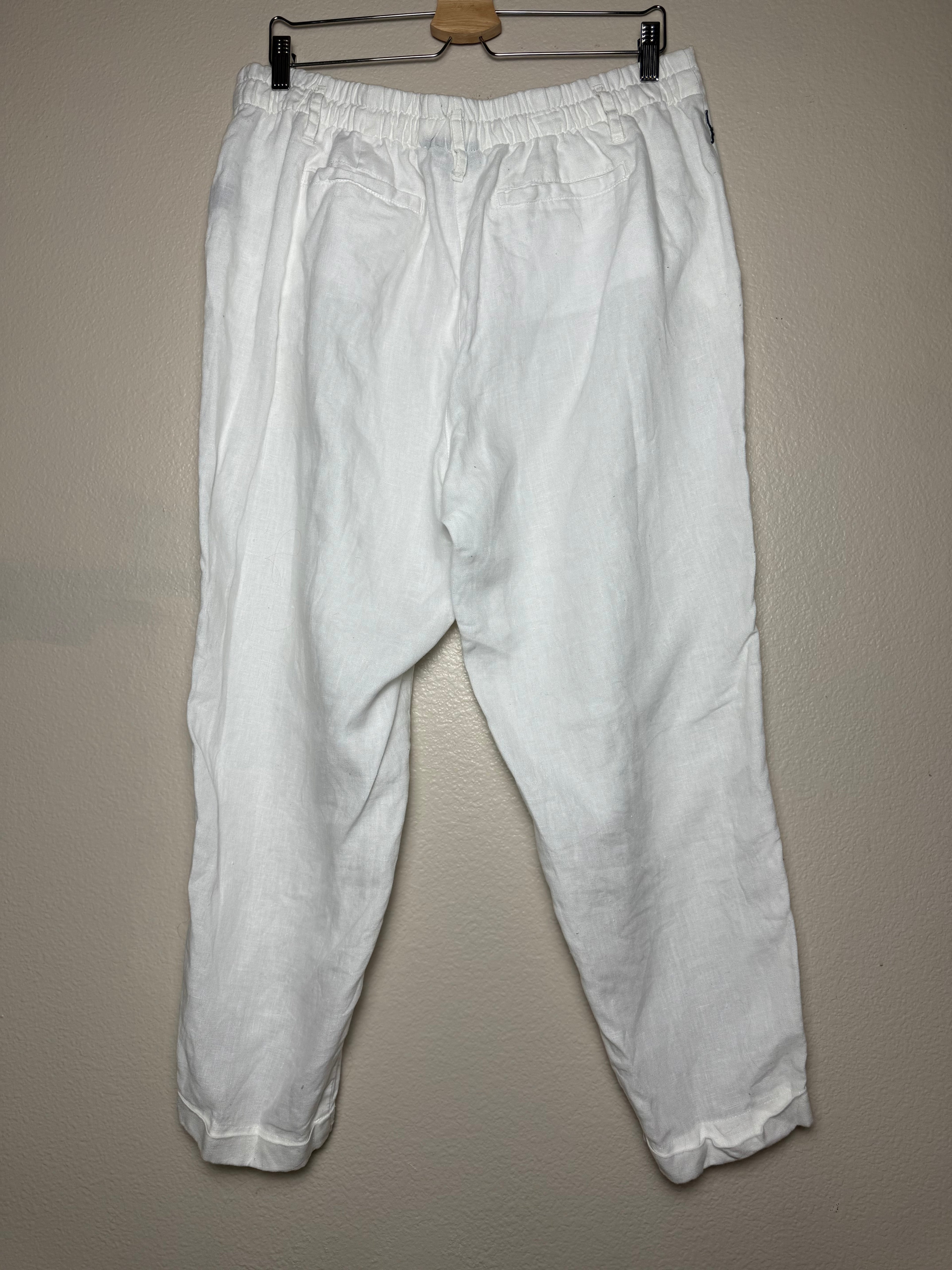 Premise 100% Linen Size 14 W White Taper Leg Pants