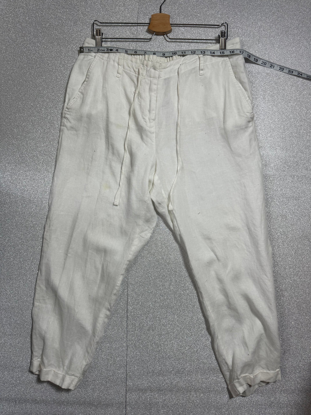 Premise 100% Linen Size 14 W White Taper Leg Pants