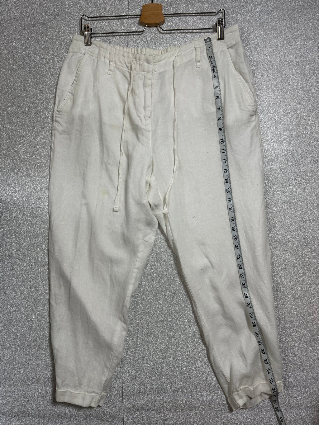 Premise 100% Linen Size 14 W White Taper Leg Pants
