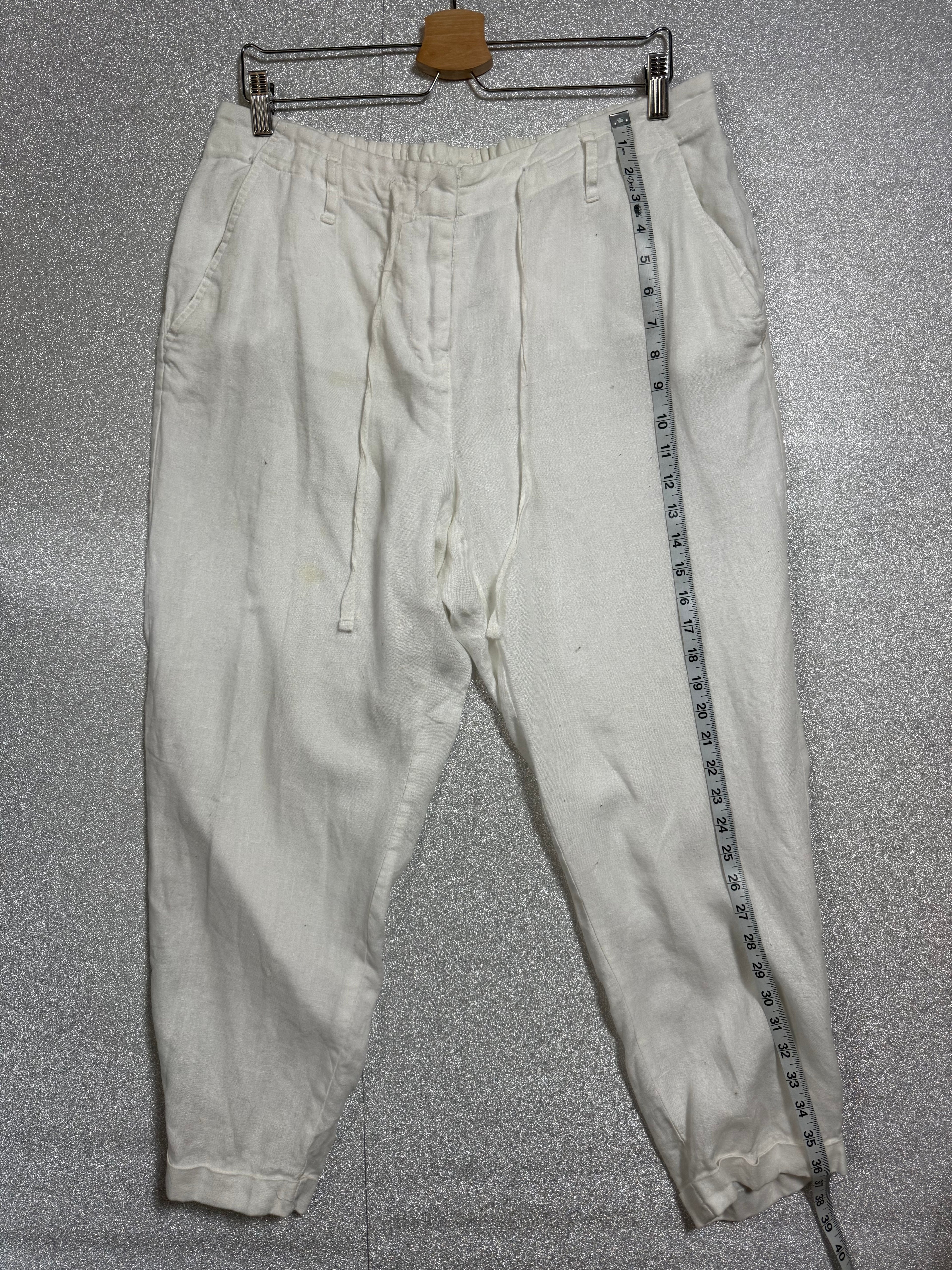 Premise 100% Linen Size 14 W White Taper Leg Pants
