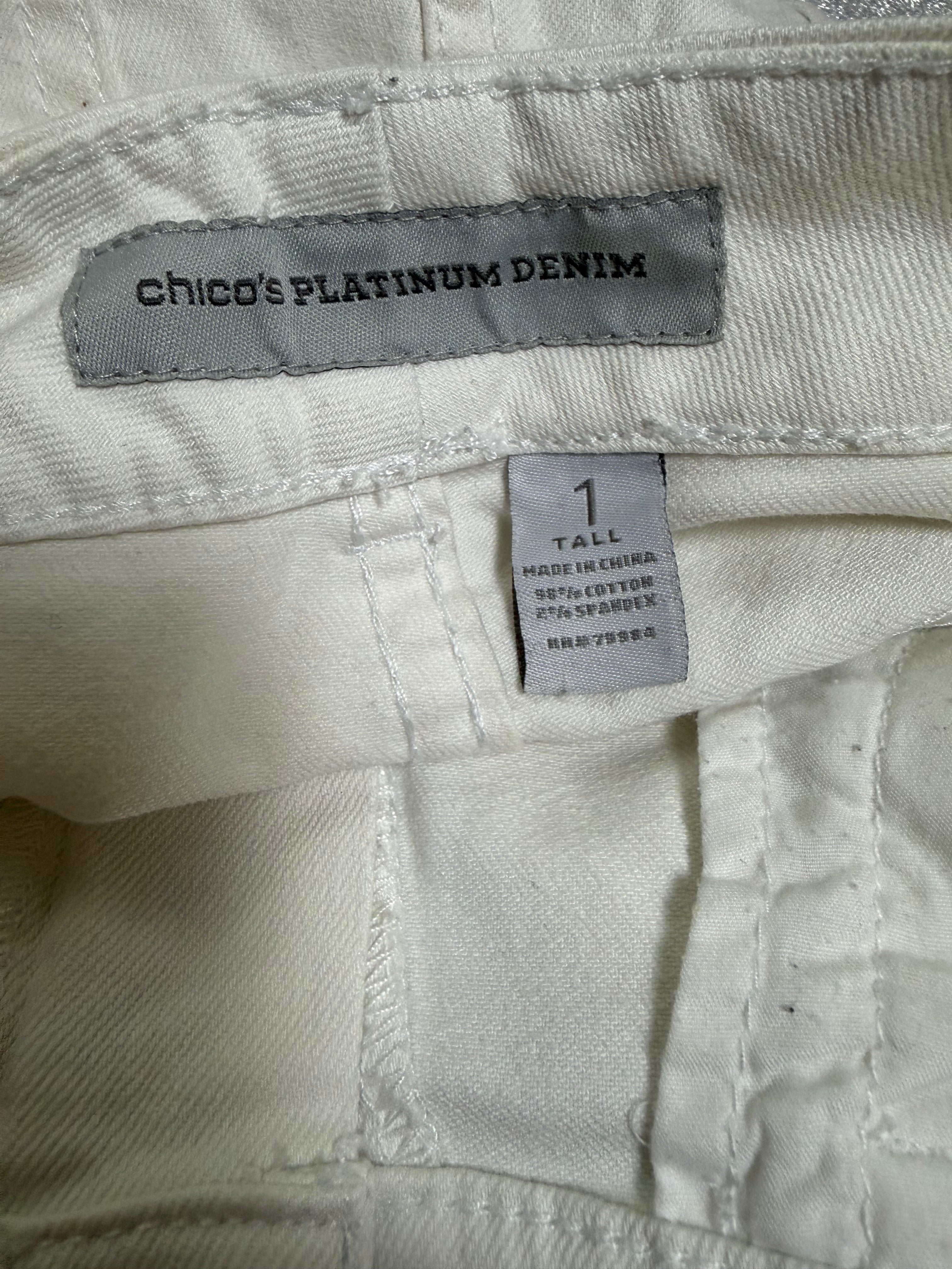 Chico's 98% Cotton 2% Spandex Size 1 (L, Size 10, Size 12) White Skinny Jeans