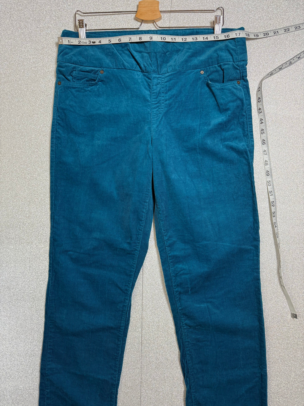 Coldwater Creek 98% Cotton 2% Spandex Size 10 Tall Teal Corduroy Skinny Pants
