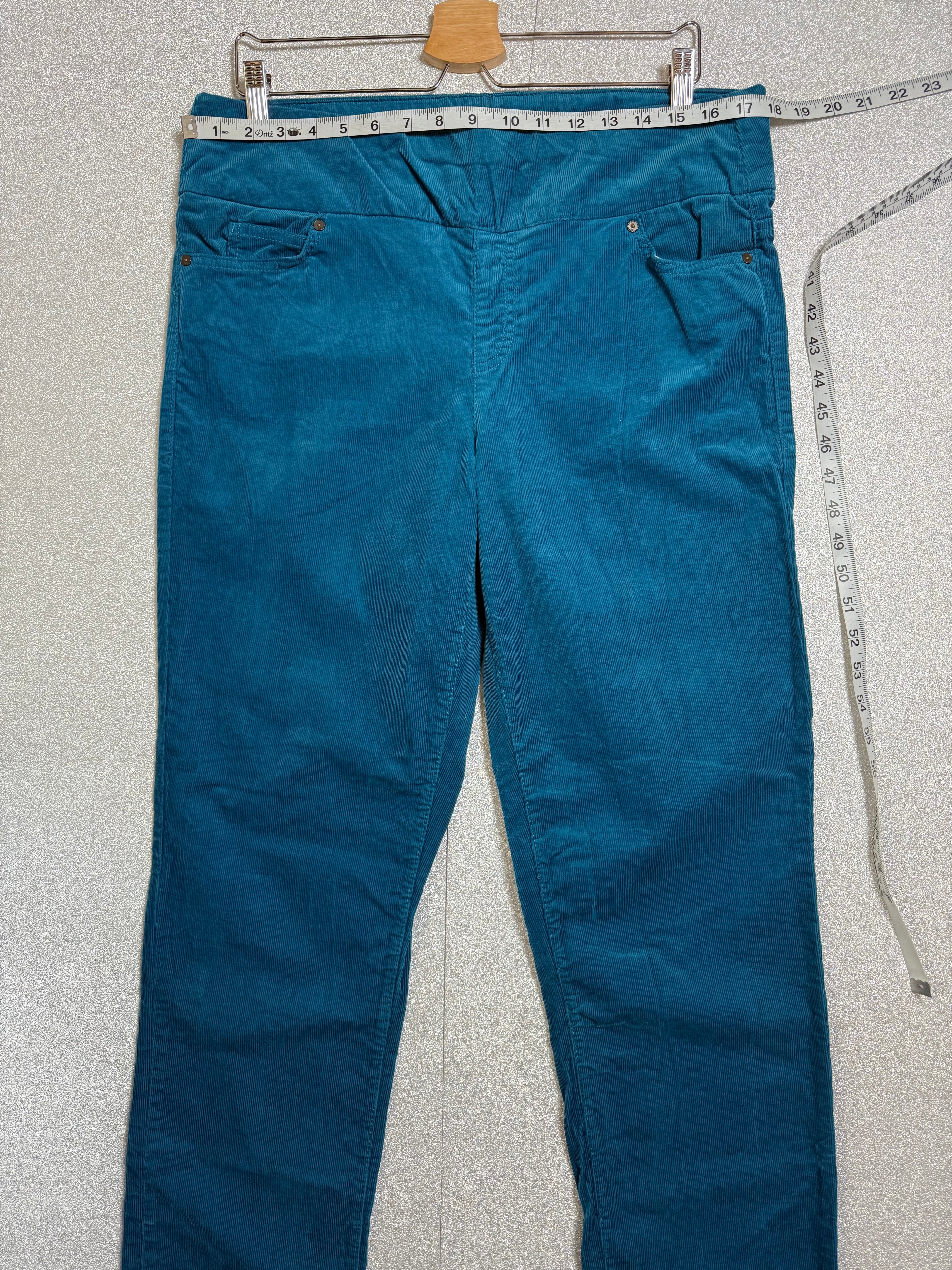 Coldwater Creek 98% Cotton 2% Spandex Size 10 Tall Teal Corduroy Skinny Pants