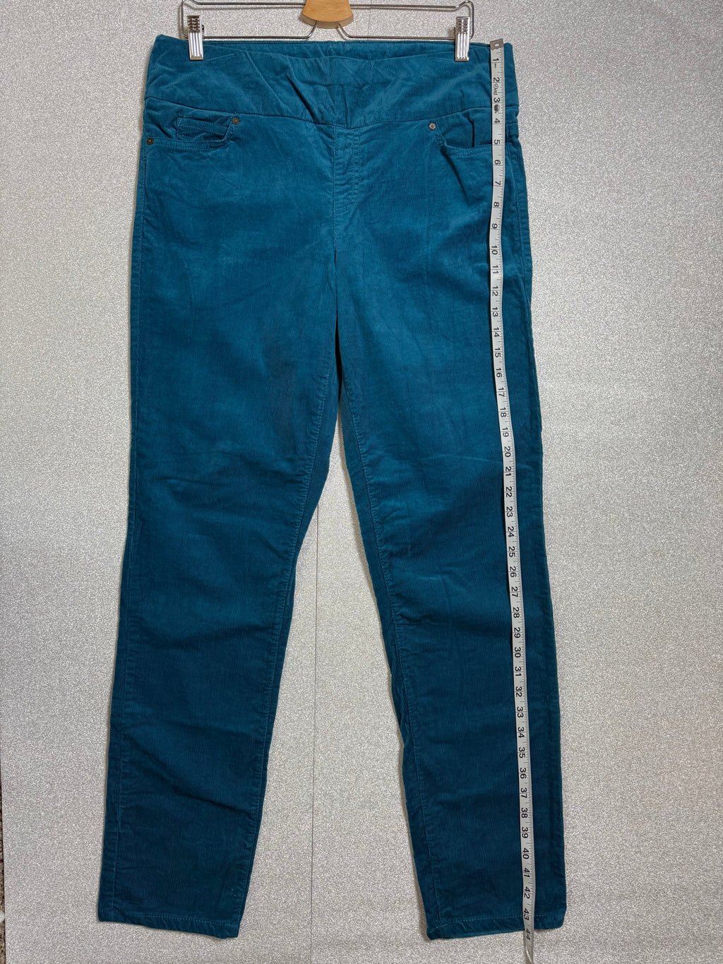 Coldwater Creek 98% Cotton 2% Spandex Size 10 Tall Teal Corduroy Skinny Pants