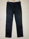 NYJD 96% Cotton 4% Spandex Size 8 Black Metallic Fish Net Design Skinny Jeans