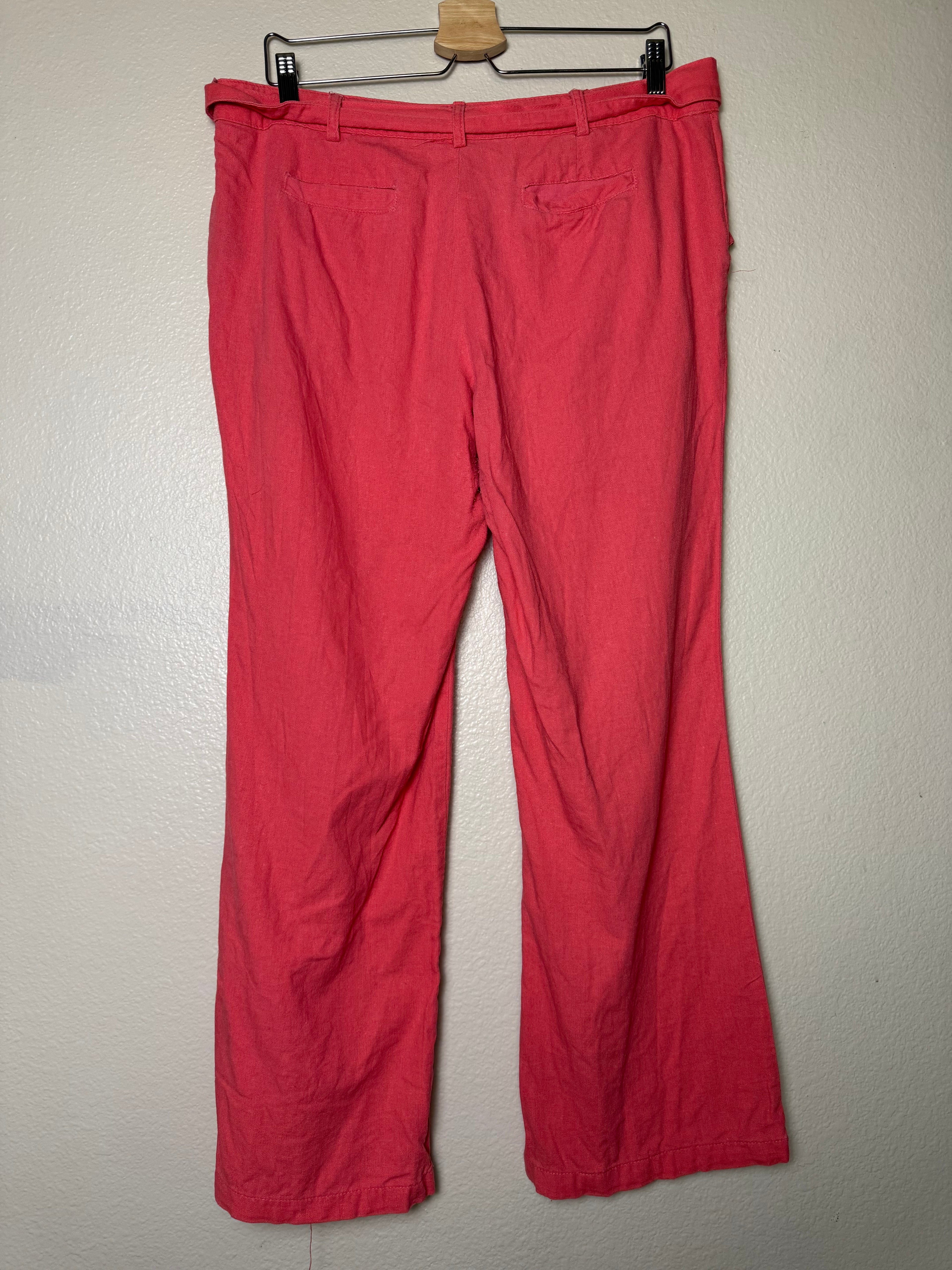 New Look 100% Linen L Coral Straight Leg Pants
