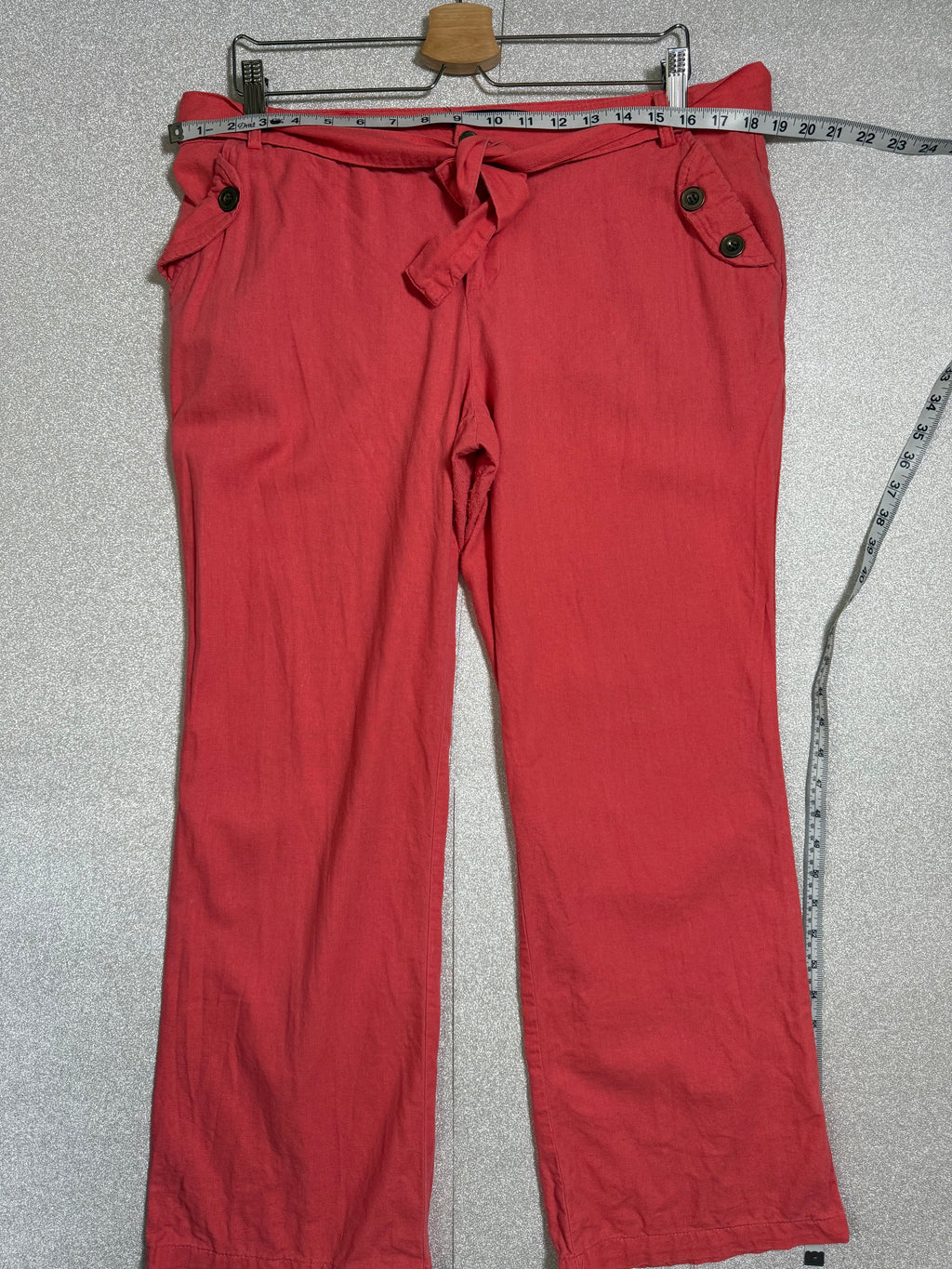 New Look 100% Linen L Coral Straight Leg Pants