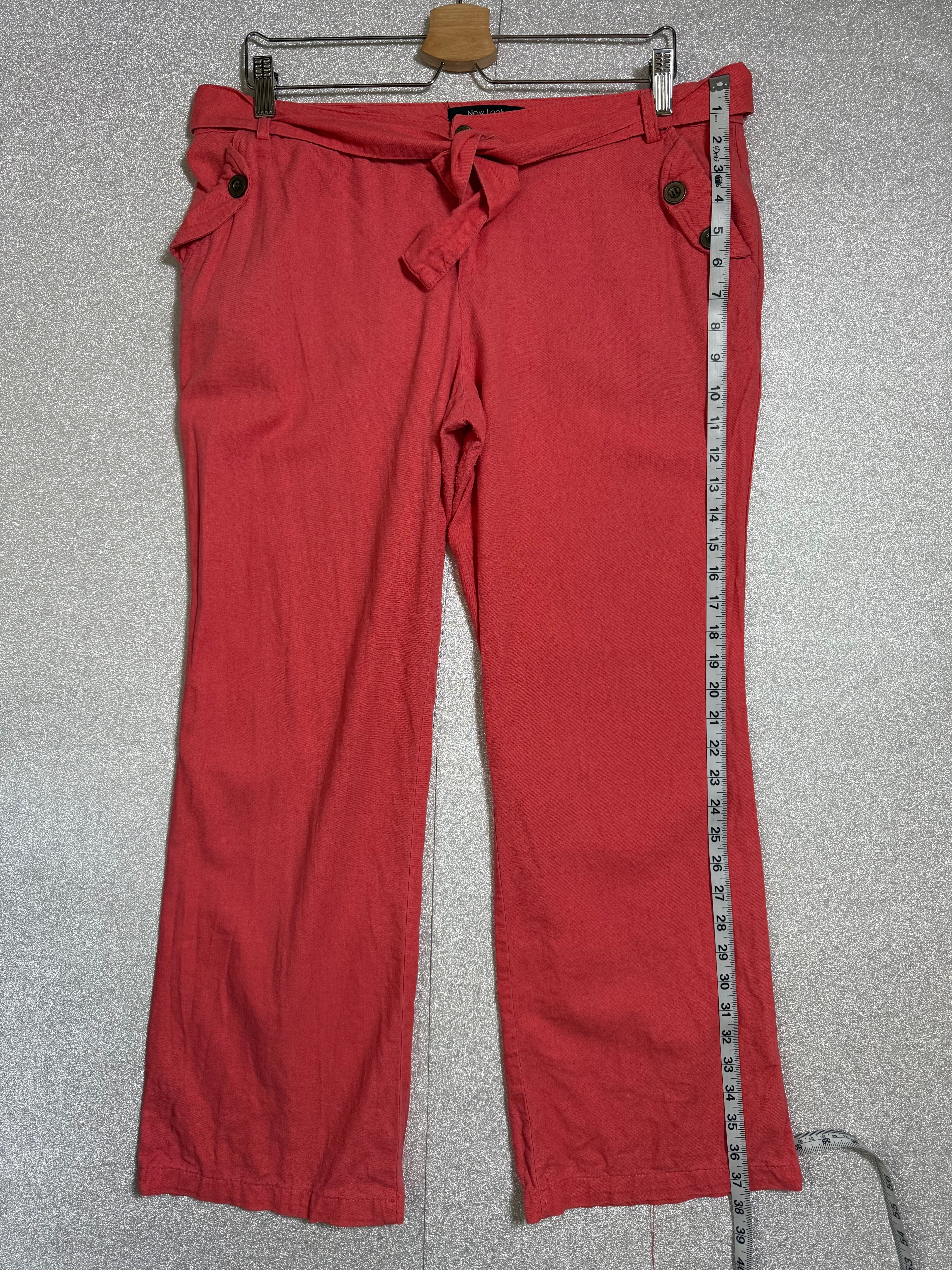 New Look 100% Linen L Coral Straight Leg Pants