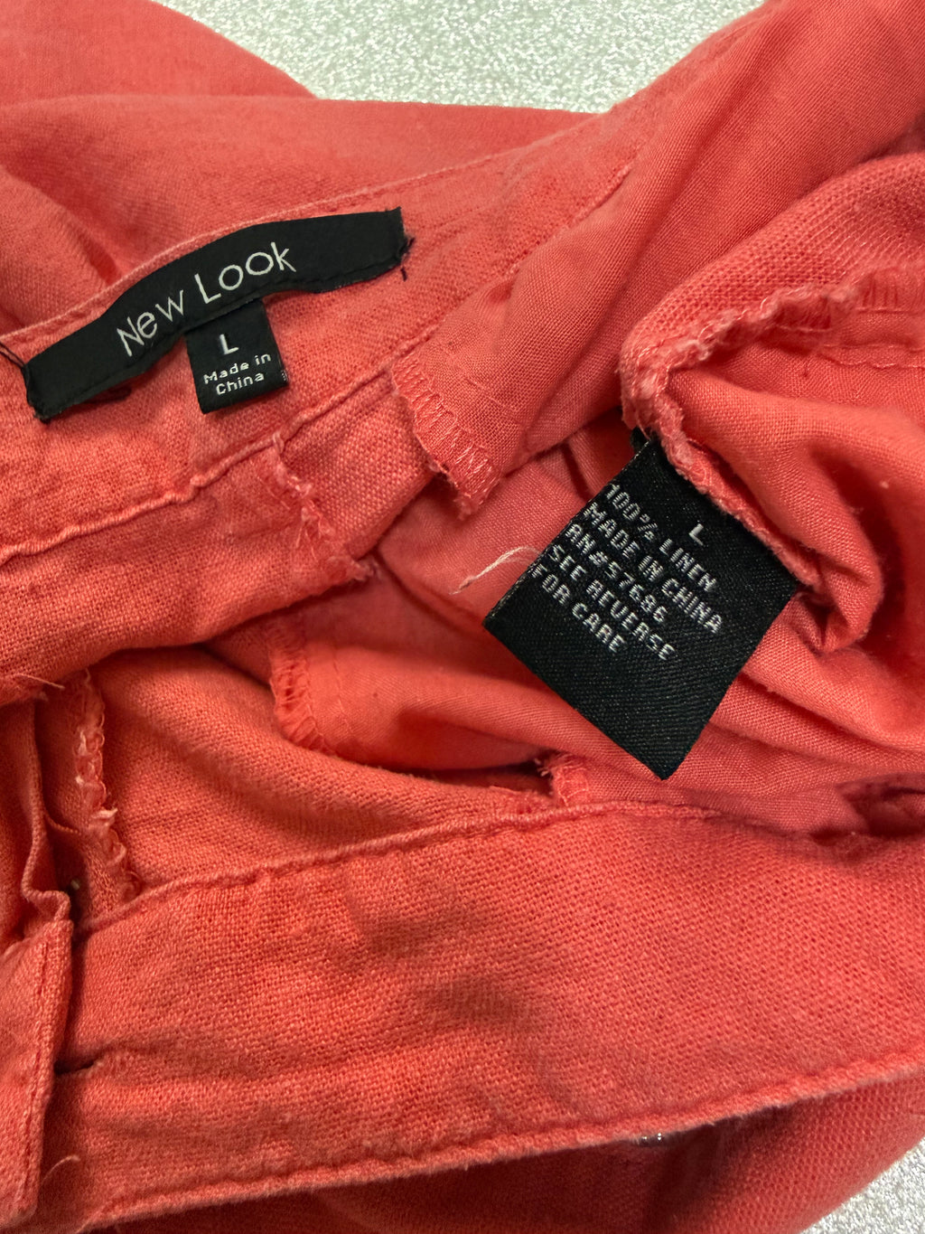New Look 100% Linen L Coral Straight Leg Pants