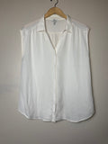 Joie 100% Silk L Off White Collared Button Down Tank Top