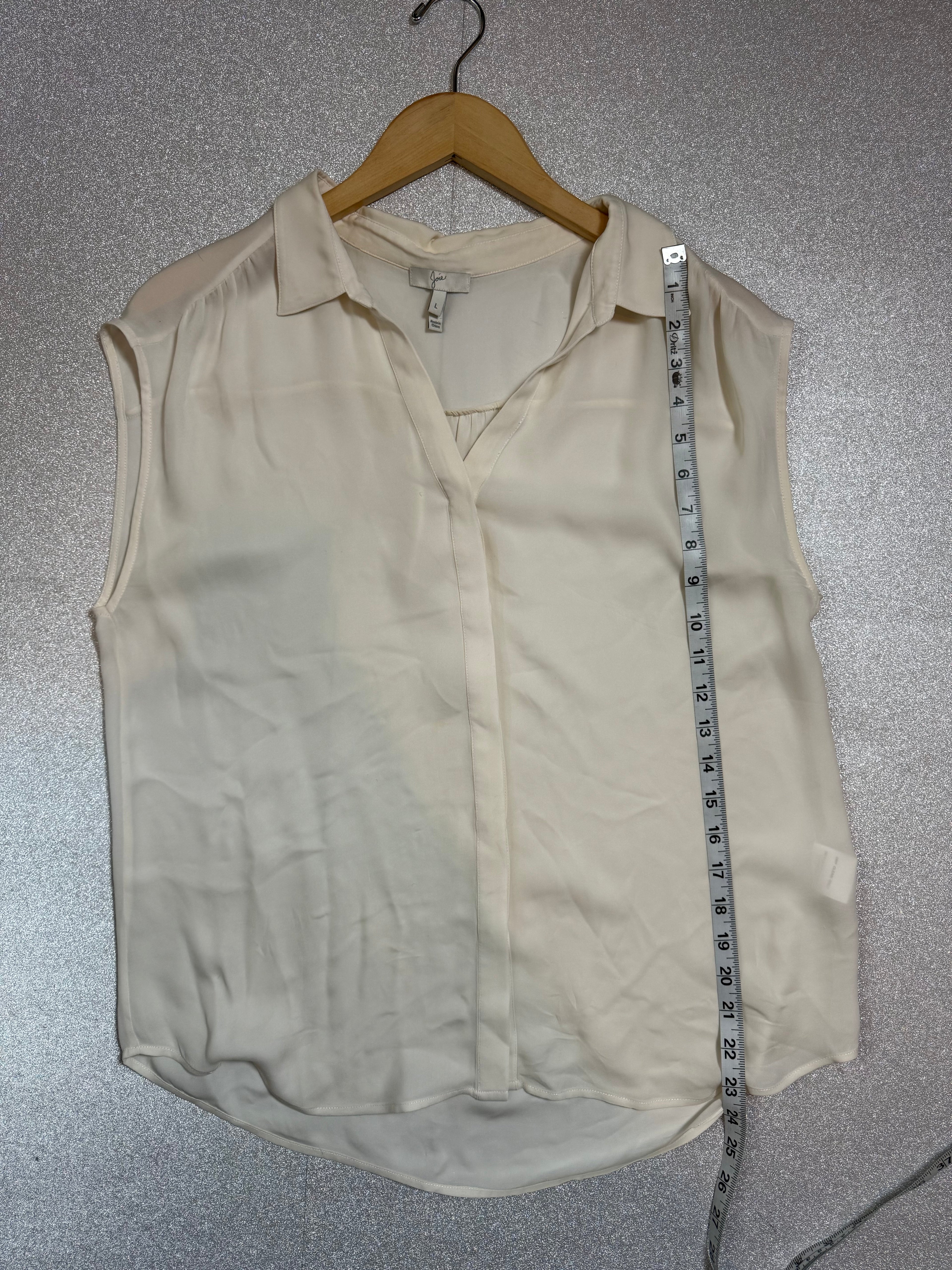 Joie 100% Silk L Off White Collared Button Down Tank Top