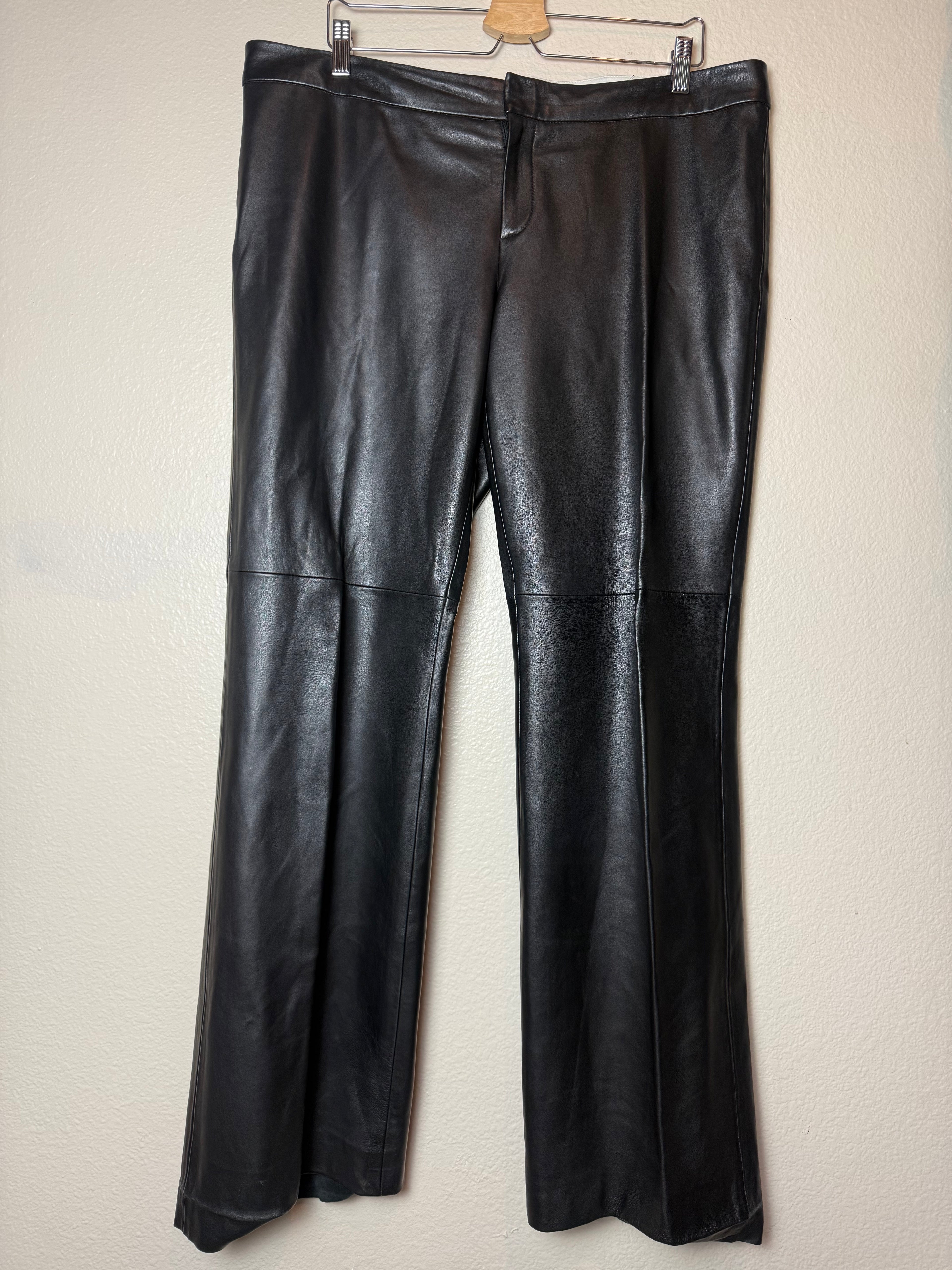 Dana Buchman 100% Leather Size 16 Black Flare Pants