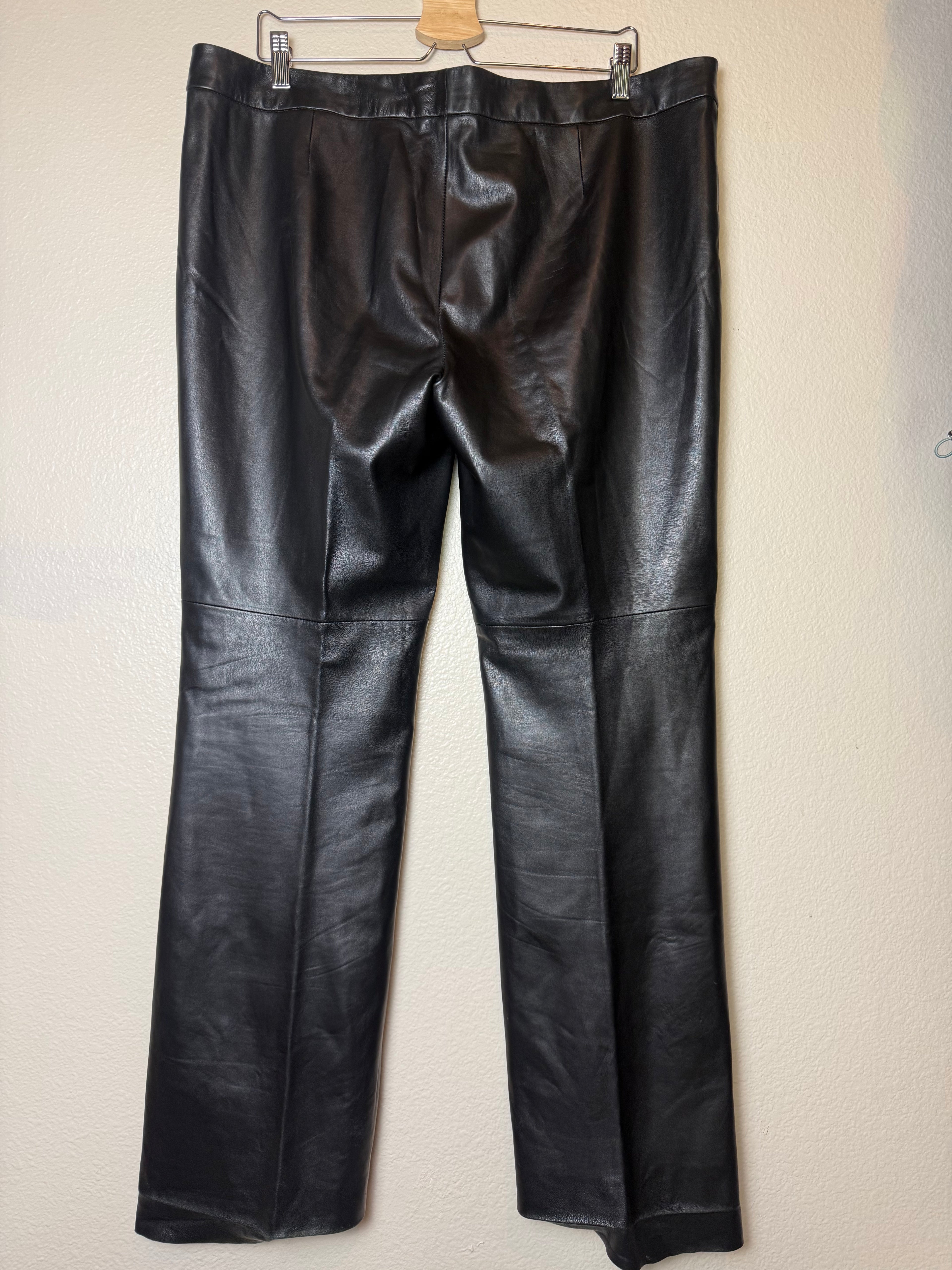 Dana Buchman 100% Leather Size 16 Black Flare Pants