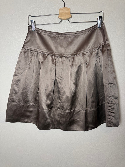 BCBG MaxAzria 59% Silk 41% Cotton Size 4 Light Brown Satin Bubble Mini Skirt
