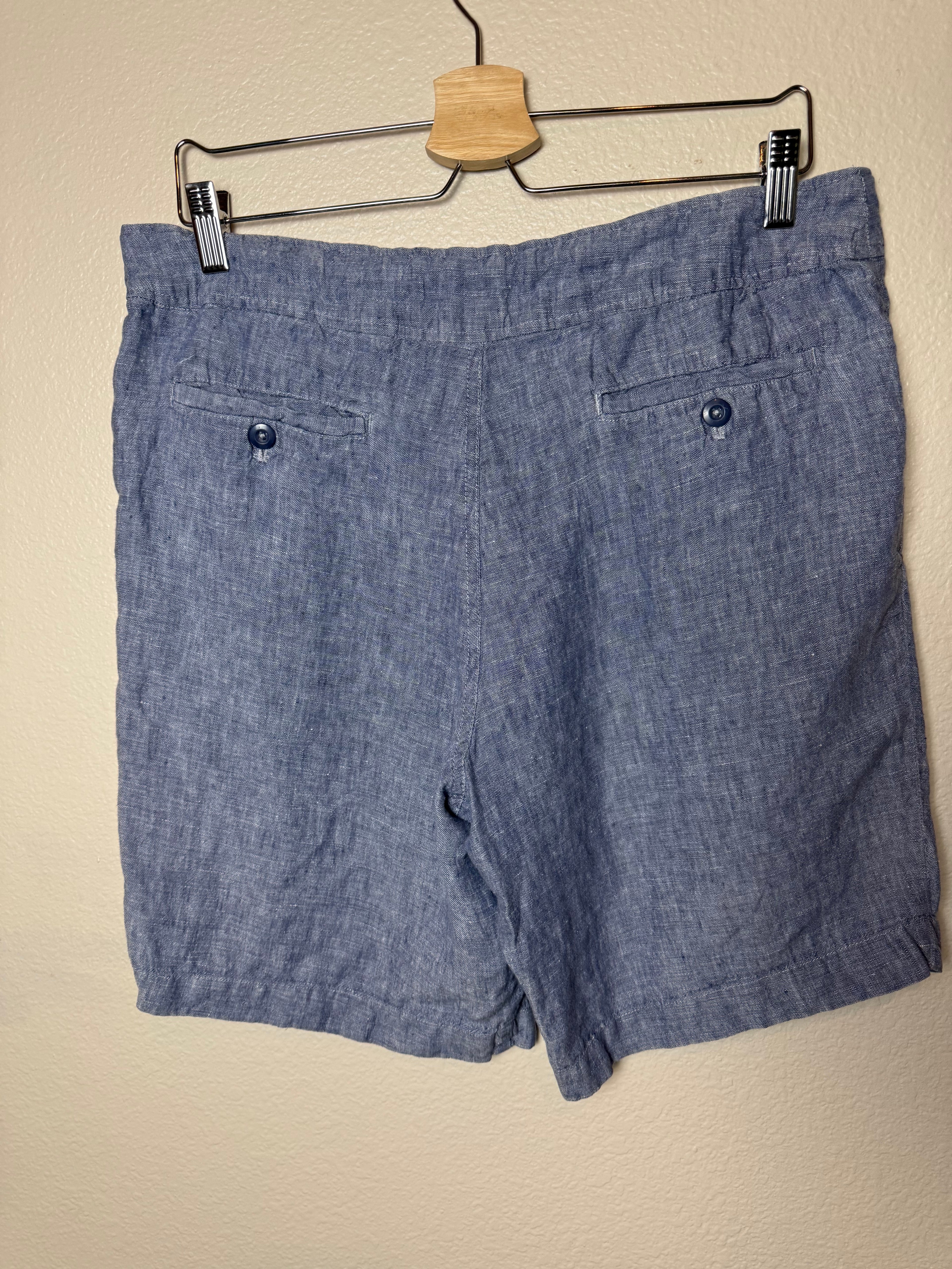 Jones New York 100% Linen Size 12 Light Blue Mid Thigh Shorts
