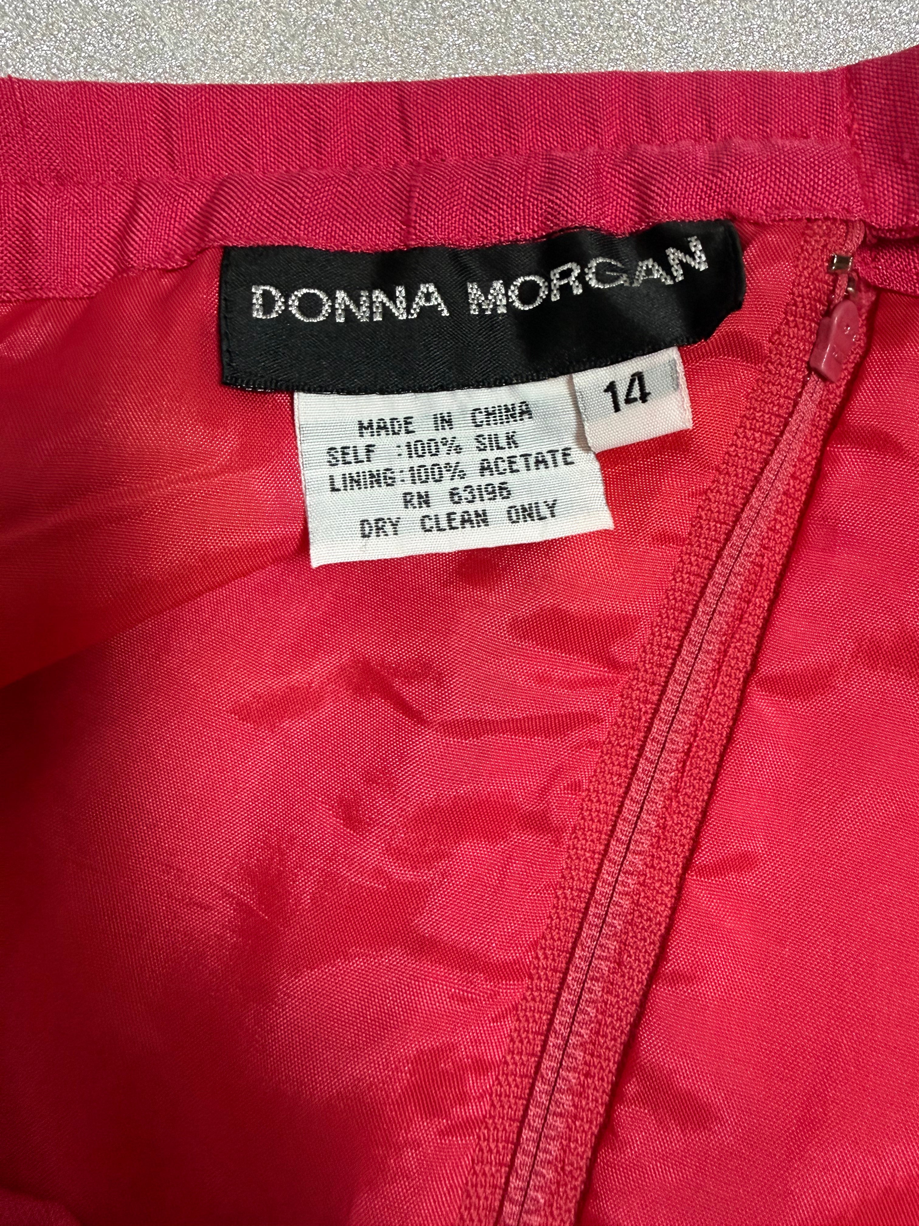 Donna Morgan 100% Silk Size 14 Red Pencil Skirt