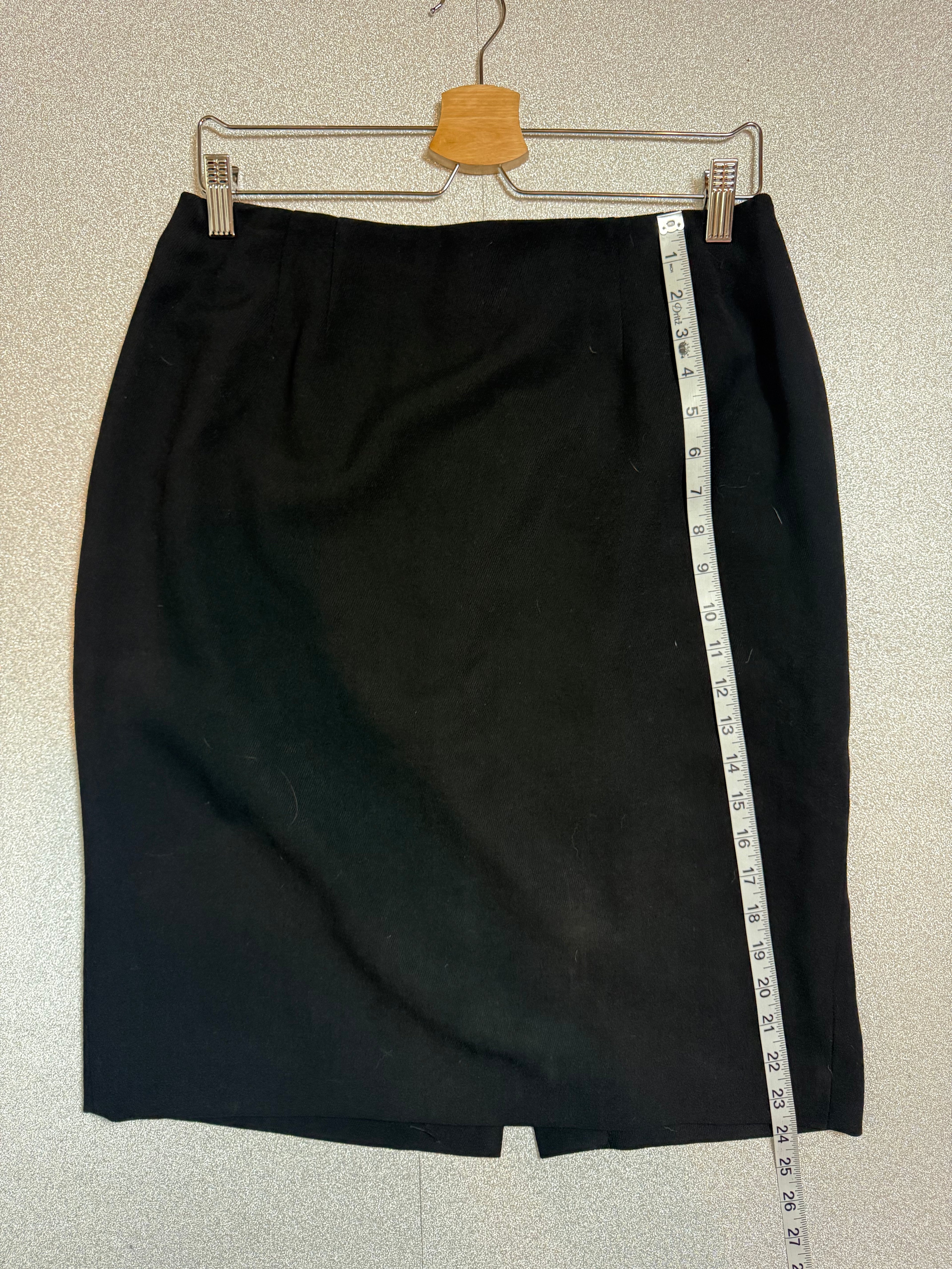 Linda Allard Ellen Tracy 100% Wool Size 12 Black Pencil Skirt