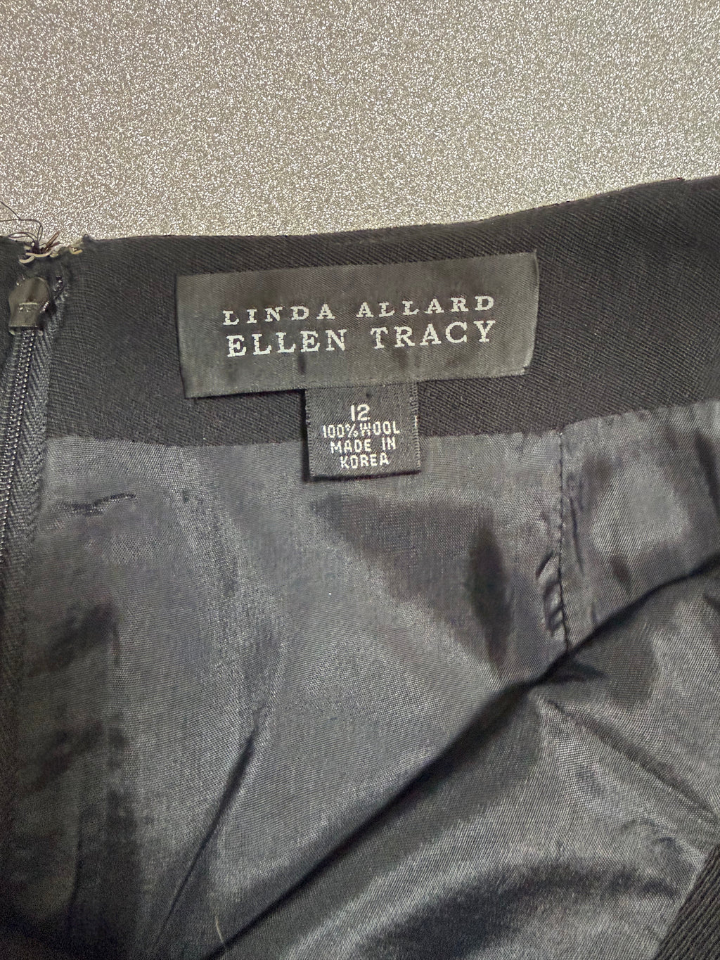 Linda Allard Ellen Tracy 100% Wool Size 12 Black Pencil Skirt