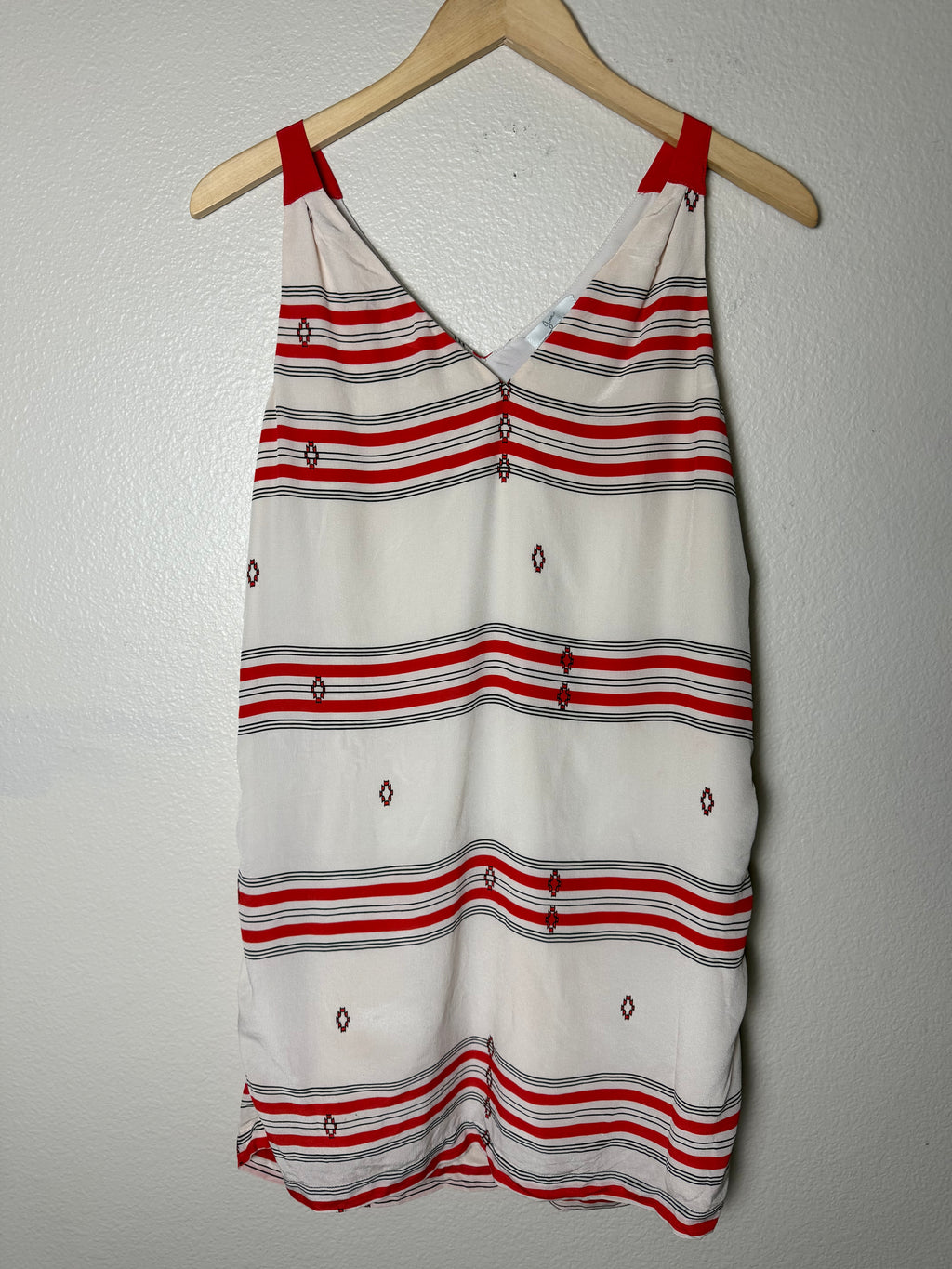 Joie 100% Silk XS Red and White Striped Tank Top Mini Dress