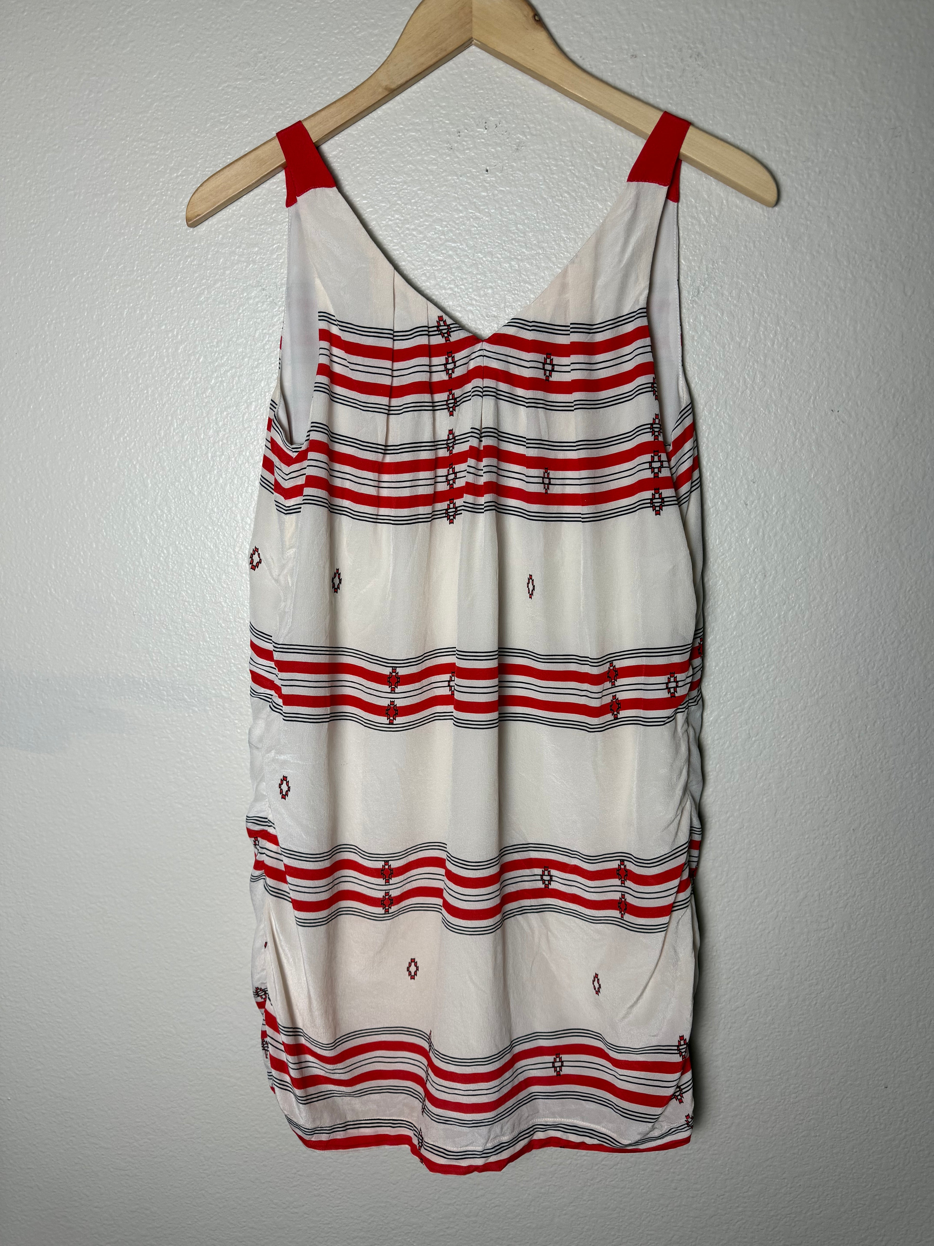 Joie 100% Silk XS Red and White Striped Tank Top Mini Dress