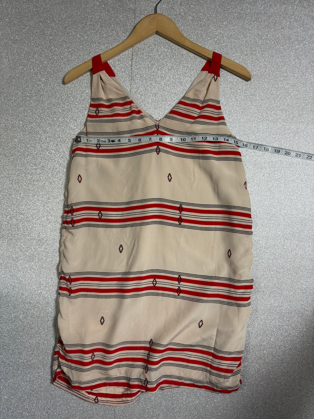 Joie 100% Silk XS Red and White Striped Tank Top Mini Dress
