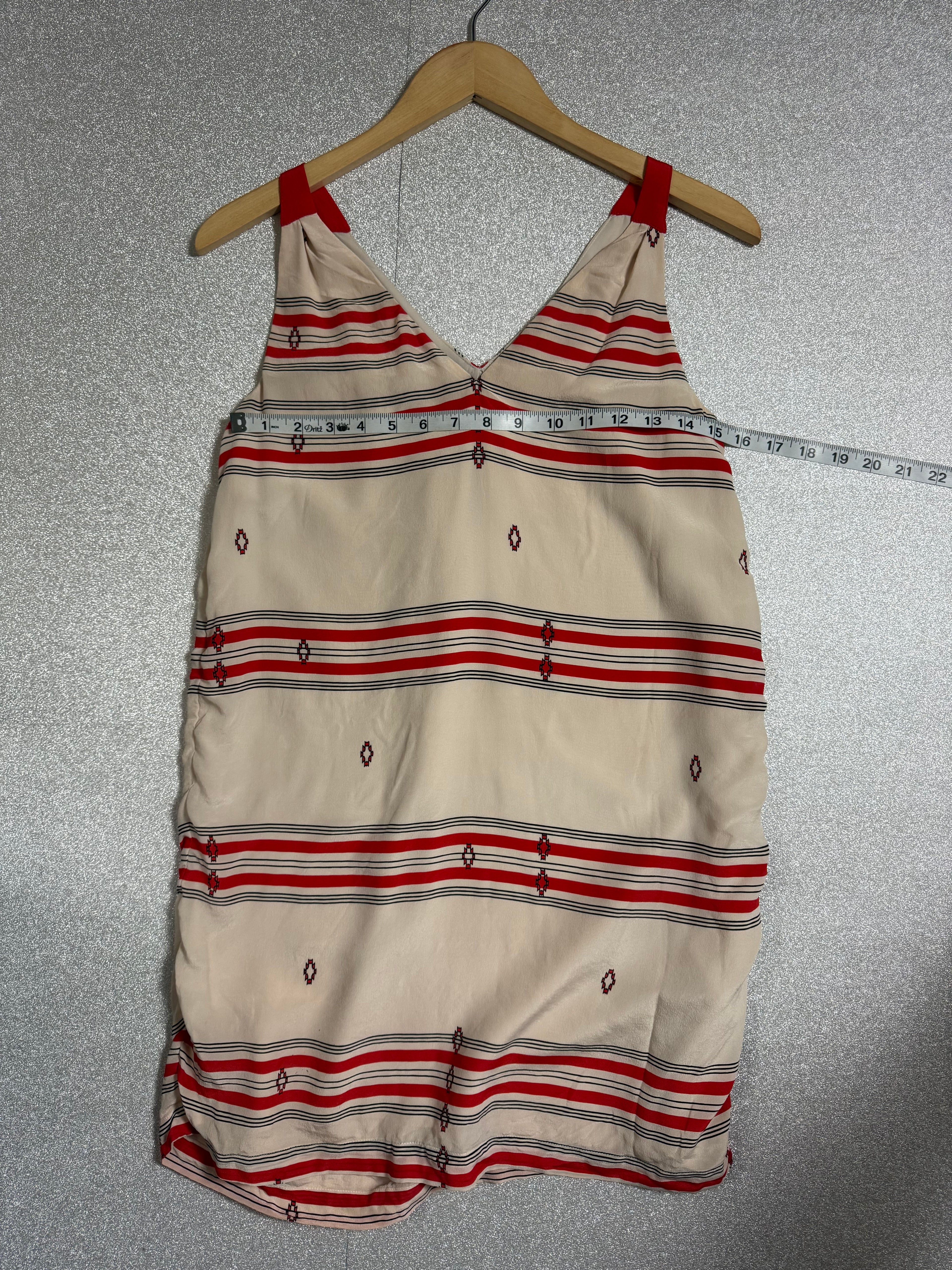 Joie 100% Silk XS Red and White Striped Tank Top Mini Dress