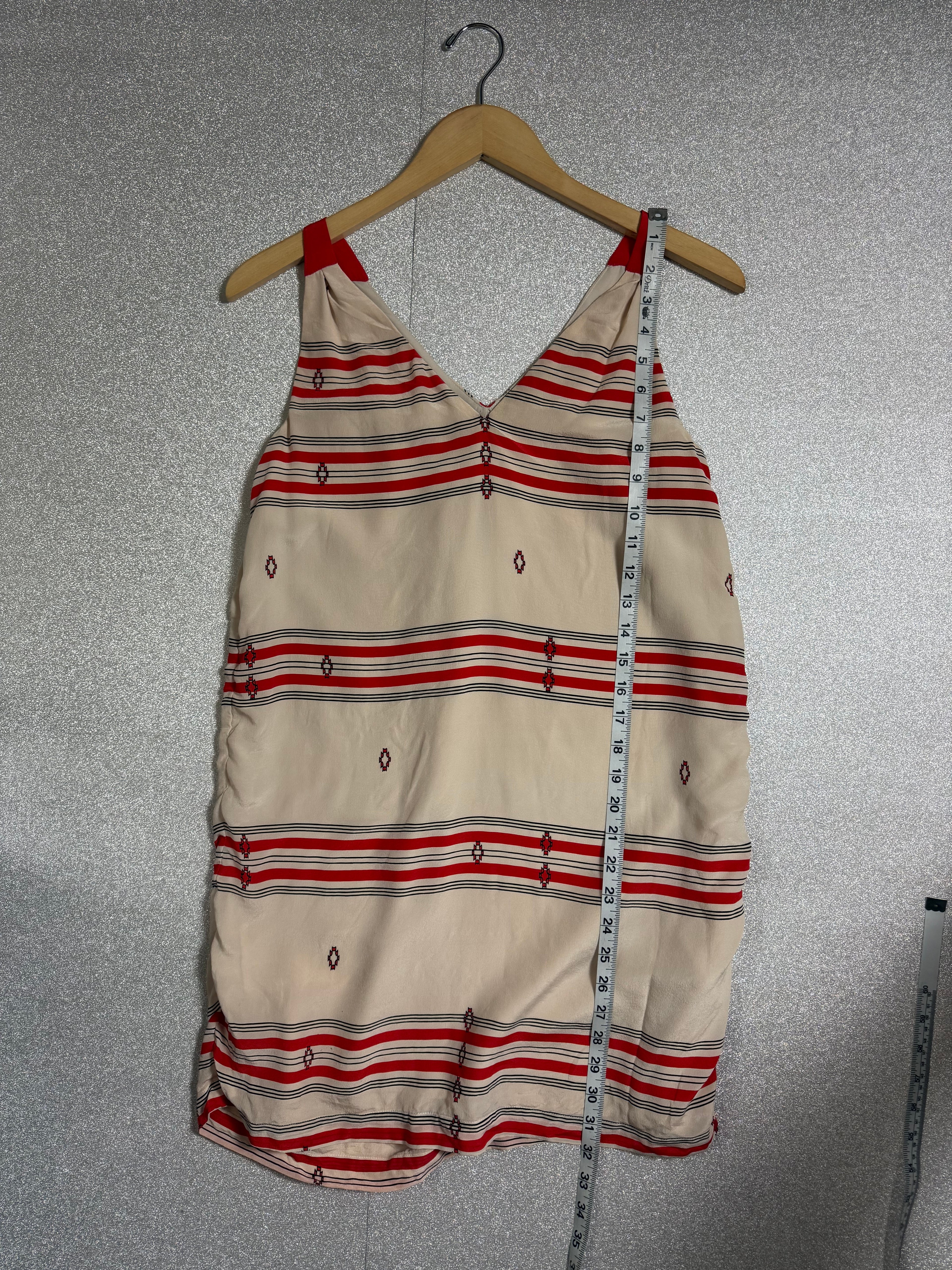 Joie 100% Silk XS Red and White Striped Tank Top Mini Dress