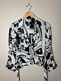 Renfrew Silk SIze 8 Black and White Tie Wrap Blouse