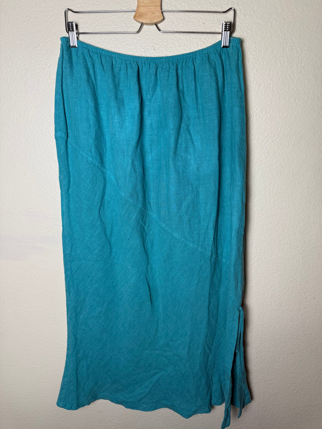 Willow 100% Linen XL Teal Midi Skirt