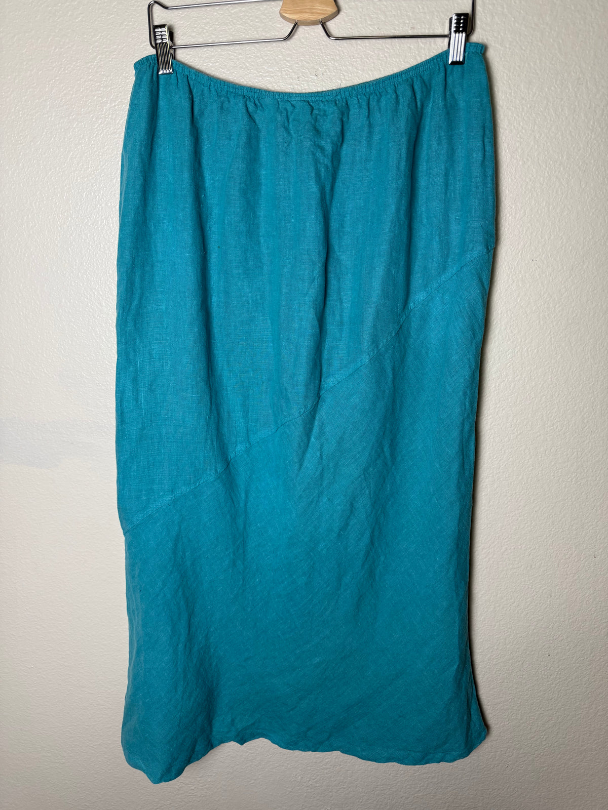 Willow 100% Linen XL Teal Midi Skirt