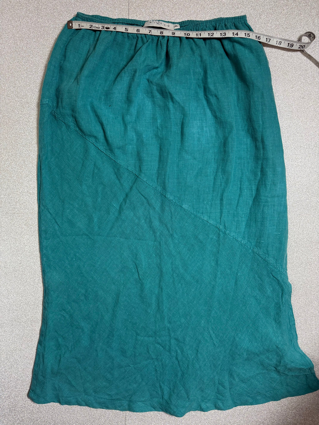 Willow 100% Linen XL Teal Midi Skirt