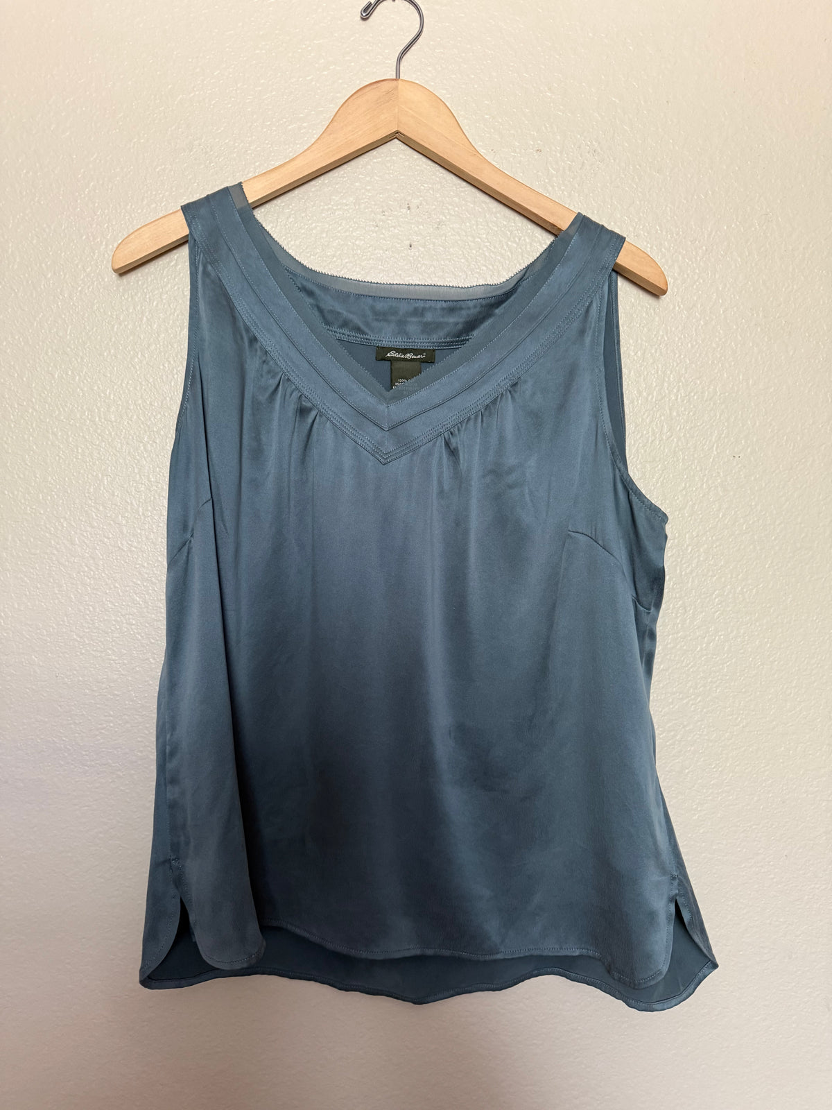 Eddie Bauer 100% Silk XL Navy Blue Tank Top