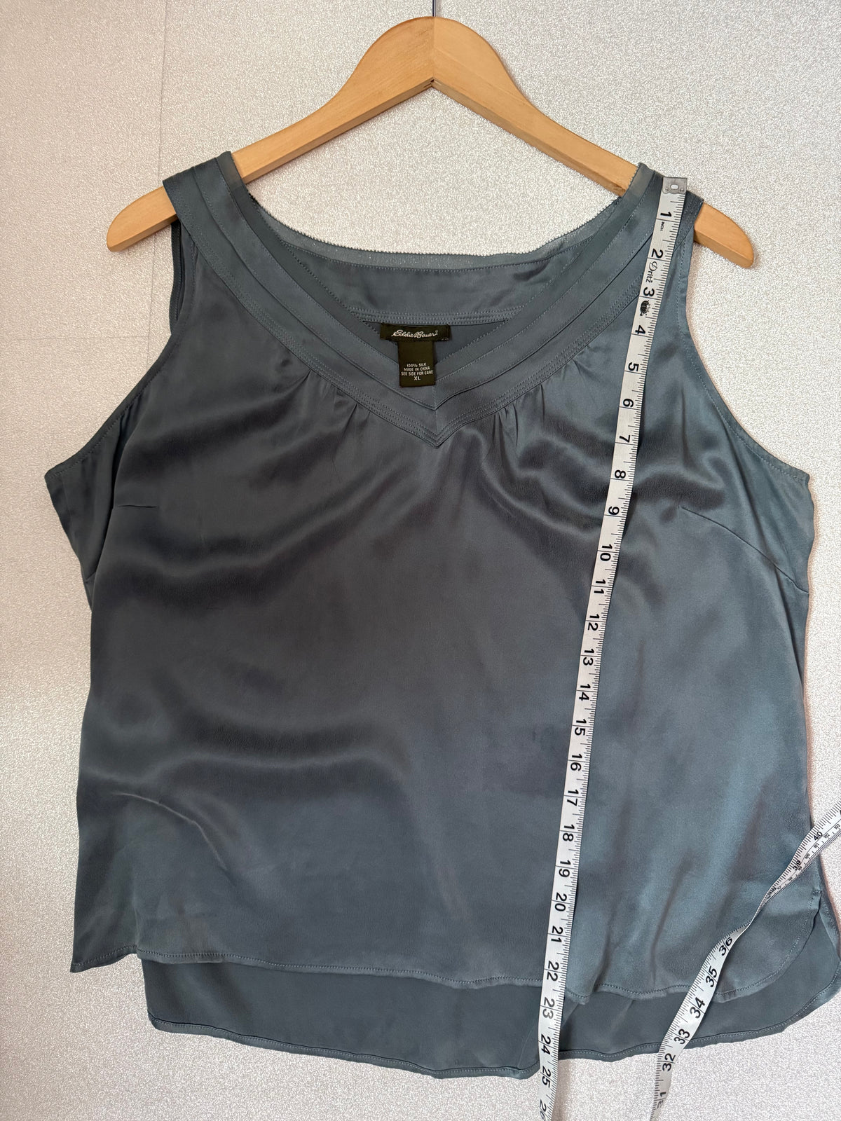 Eddie Bauer 100% Silk XL Navy Blue Tank Top