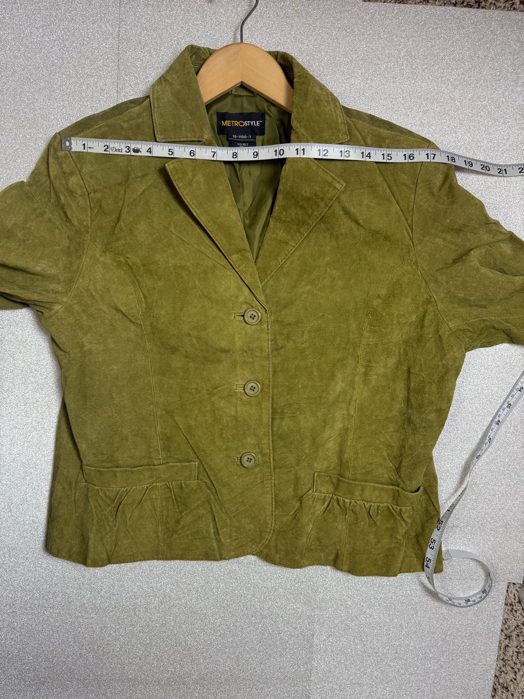 MetroStyle 100% Leather Size 16 Green Blazer
