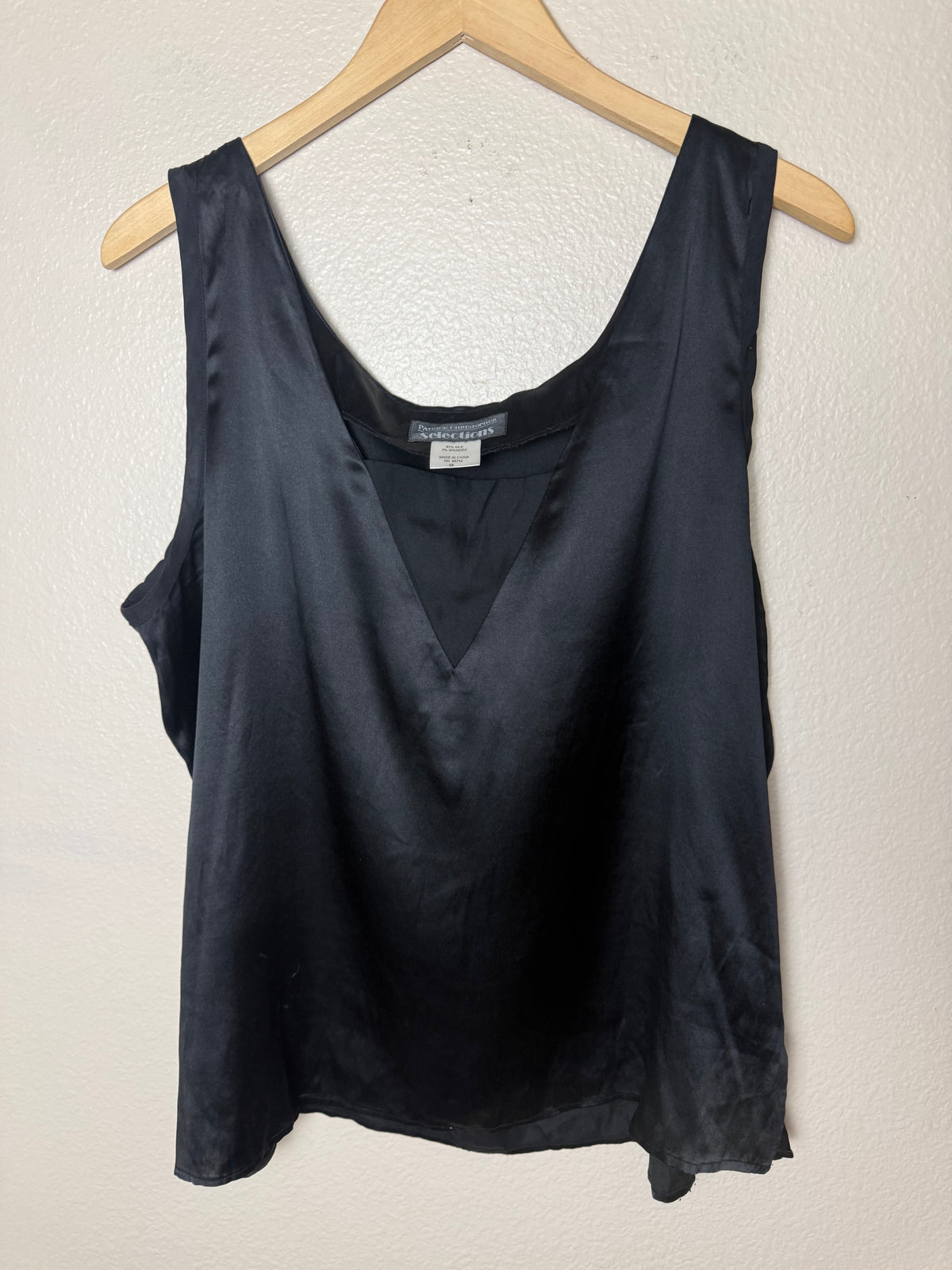 Patrick Christopher 97% Silk 3% Spandex XL Black Tank Top