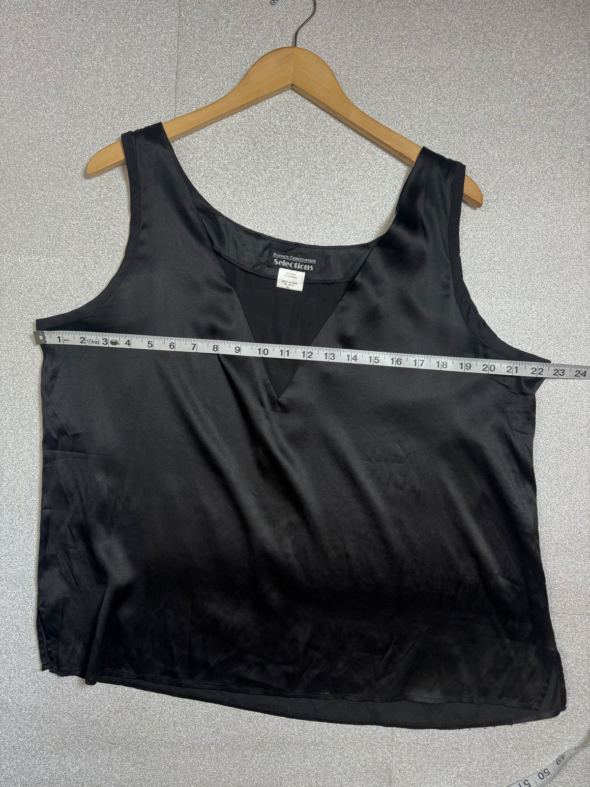 Patrick Christopher 97% Silk 3% Spandex XL Black Tank Top