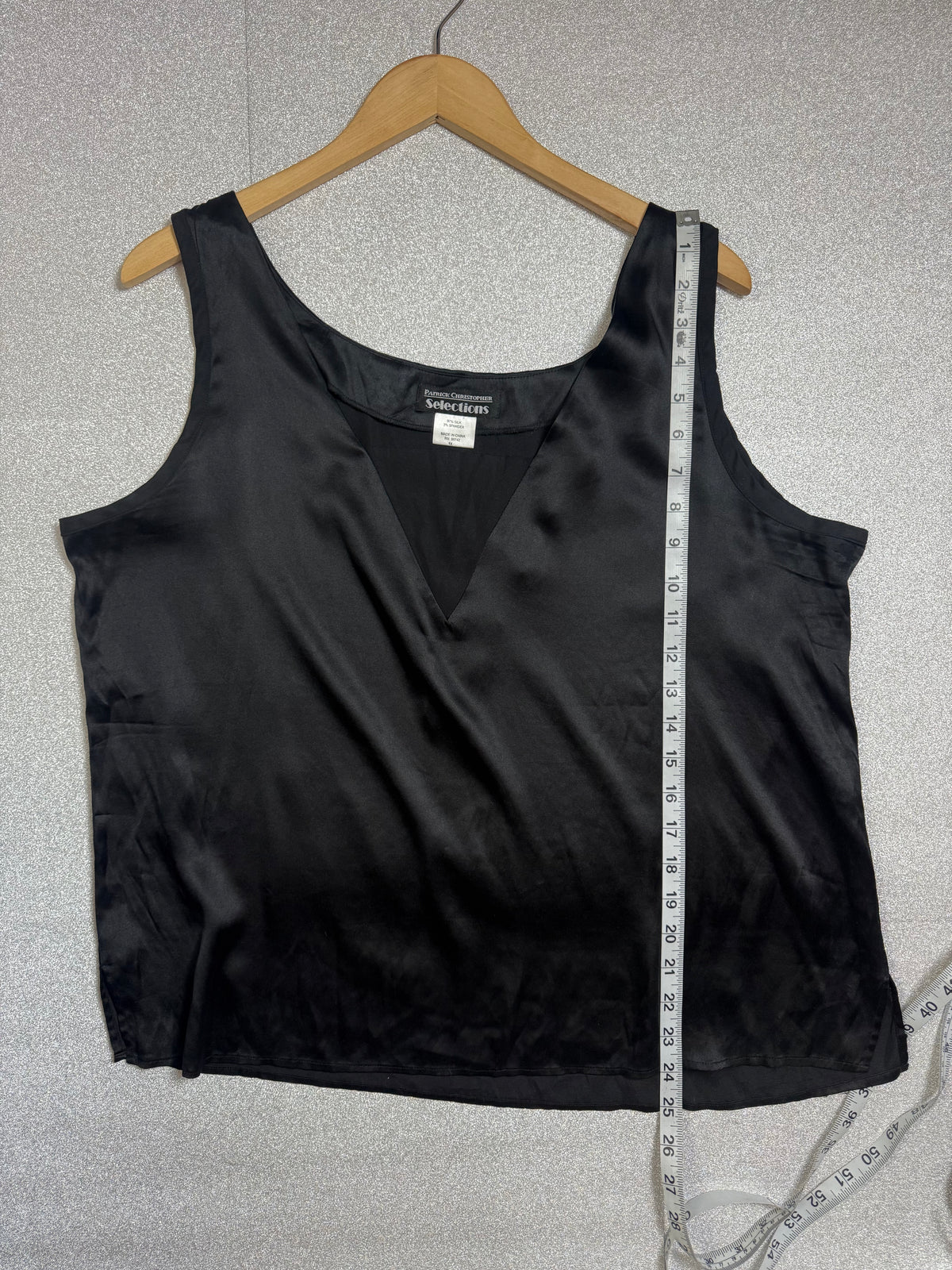 Patrick Christopher 97% Silk 3% Spandex XL Black Tank Top
