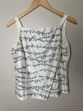Ann Taylor 100% Silk Size 8 Off-White Plant Embroidered Spaghetti Strap Top