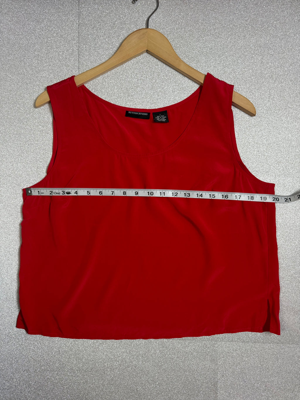 Sutton Studio 100% Silk L Red Tank Top