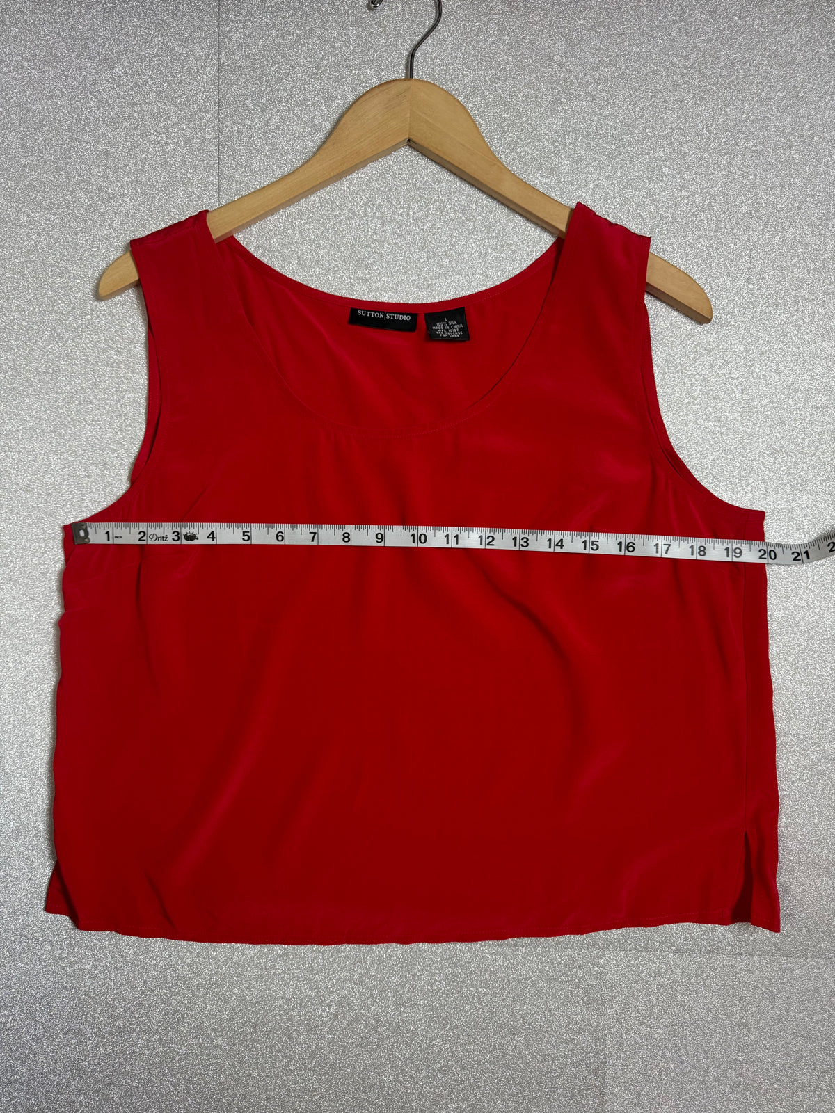 Sutton Studio 100% Silk L Red Tank Top