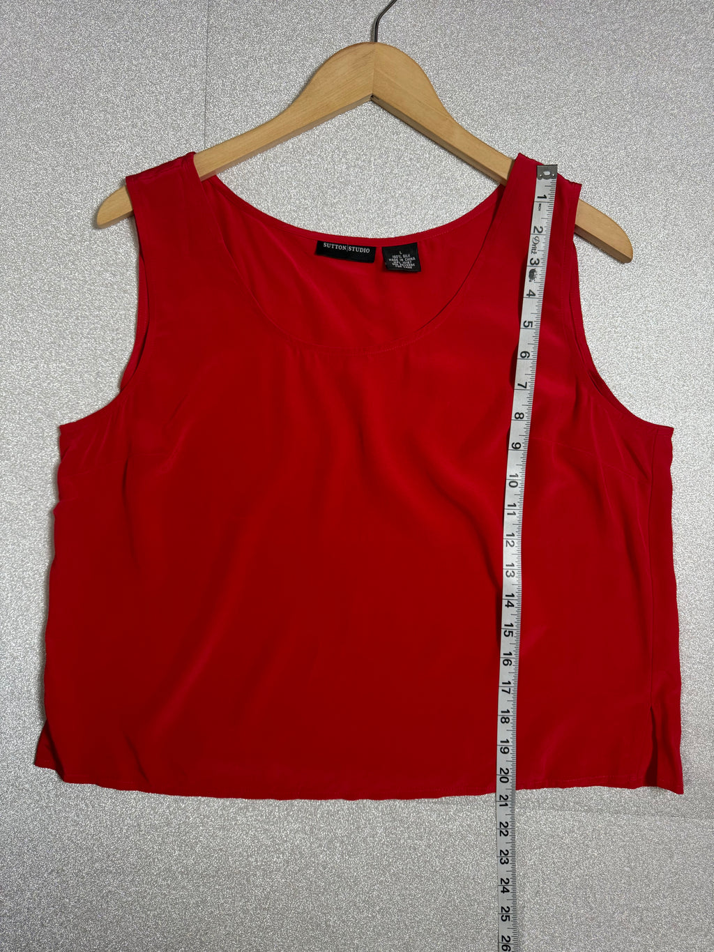 Sutton Studio 100% Silk L Red Tank Top