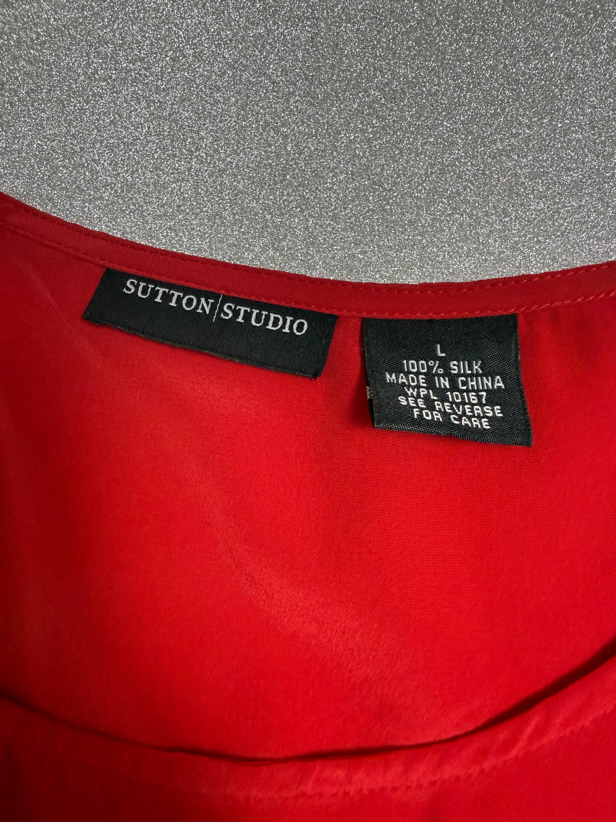 Sutton Studio 100% Silk L Red Tank Top