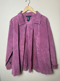 Denim & Co 100% Leather Suede Purple-Pink Button Up Jacket