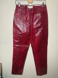 Margaret Godfrey 100% Leather Size 10 Red Snakeskin Skinny Pants