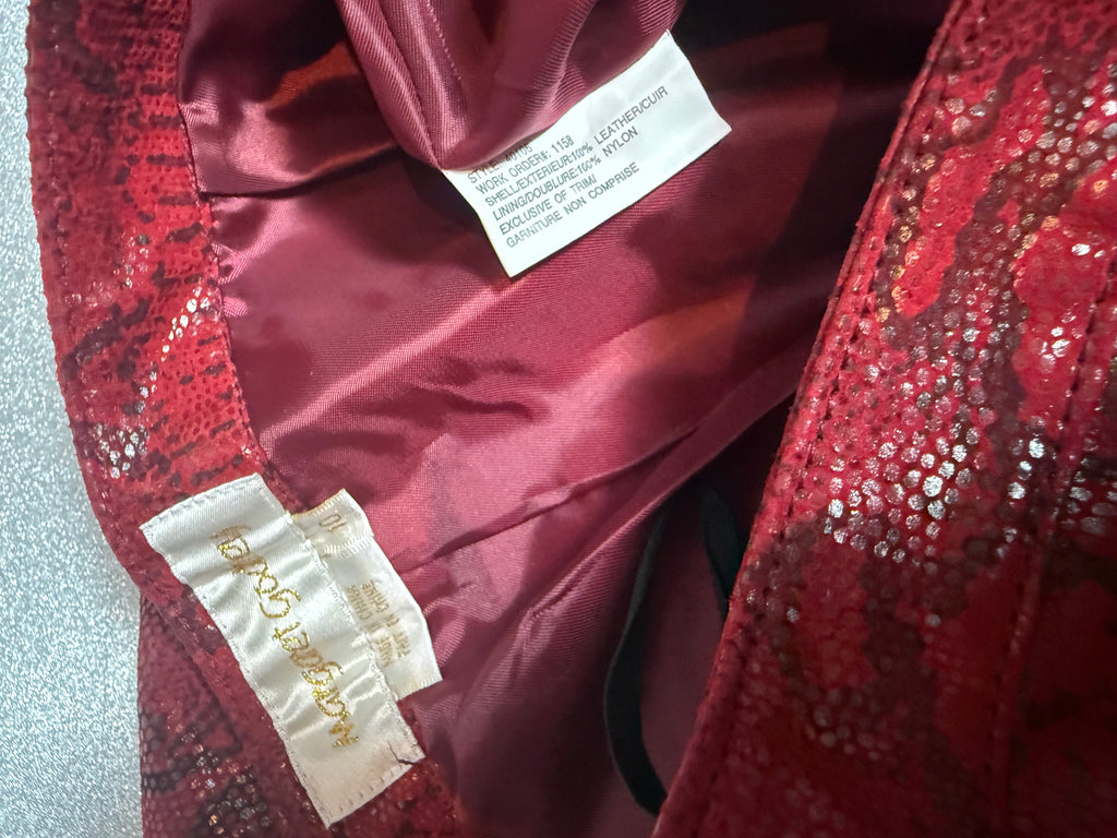 Margaret Godfrey 100% Leather Size 10 Red Snakeskin Skinny Pants