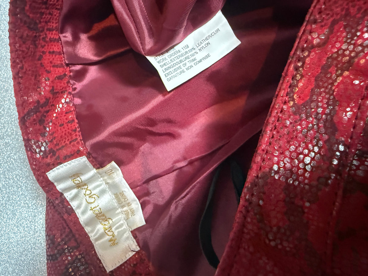 Margaret Godfrey 100% Leather Size 10 Red Snakeskin Skinny Pants