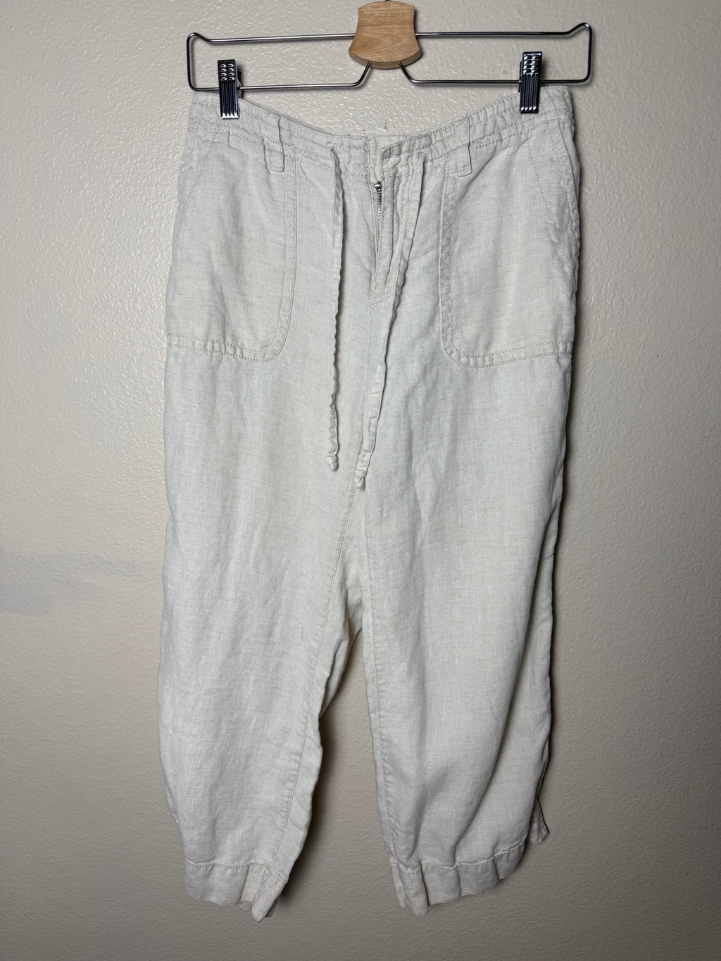 Lizwear 100% Linen Size 4 Beige Capri Pants