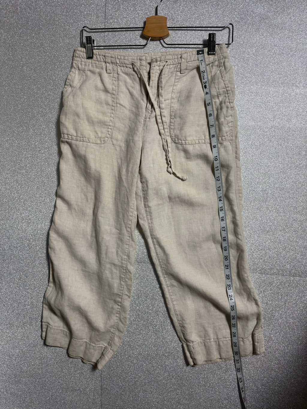 Lizwear 100% Linen Size 4 Beige Capri Pants