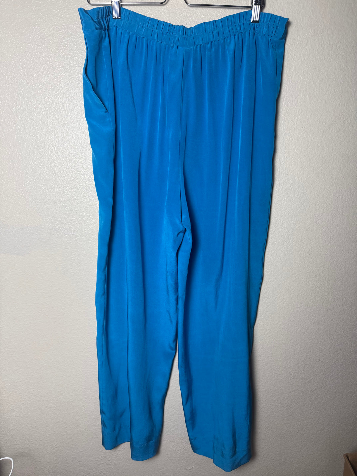 Morgan Taylor Studio 100% Silk M Blue Straight Leg Pants