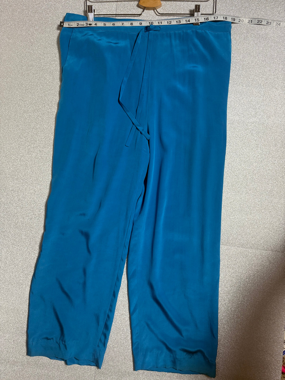 Morgan Taylor Studio 100% Silk M Blue Straight Leg Pants